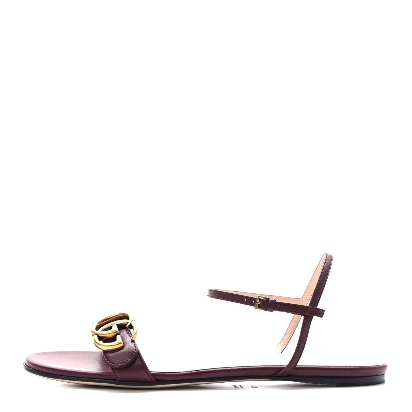 Lifford Calfskin GG Marmont Ankle Wrap Flat Sandals 39 Vintage Bordeaux