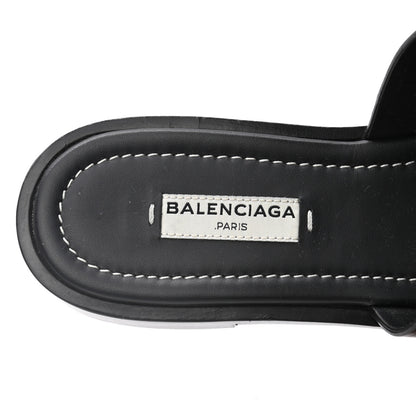 Balenciaga Calfskin Lock-Front Sandals 37.5 Black 6 of 9