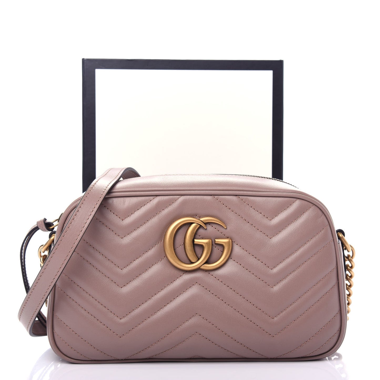 Calfskin Matelasse Small GG Marmont Chain Shoulder Bag Porcelain Rose