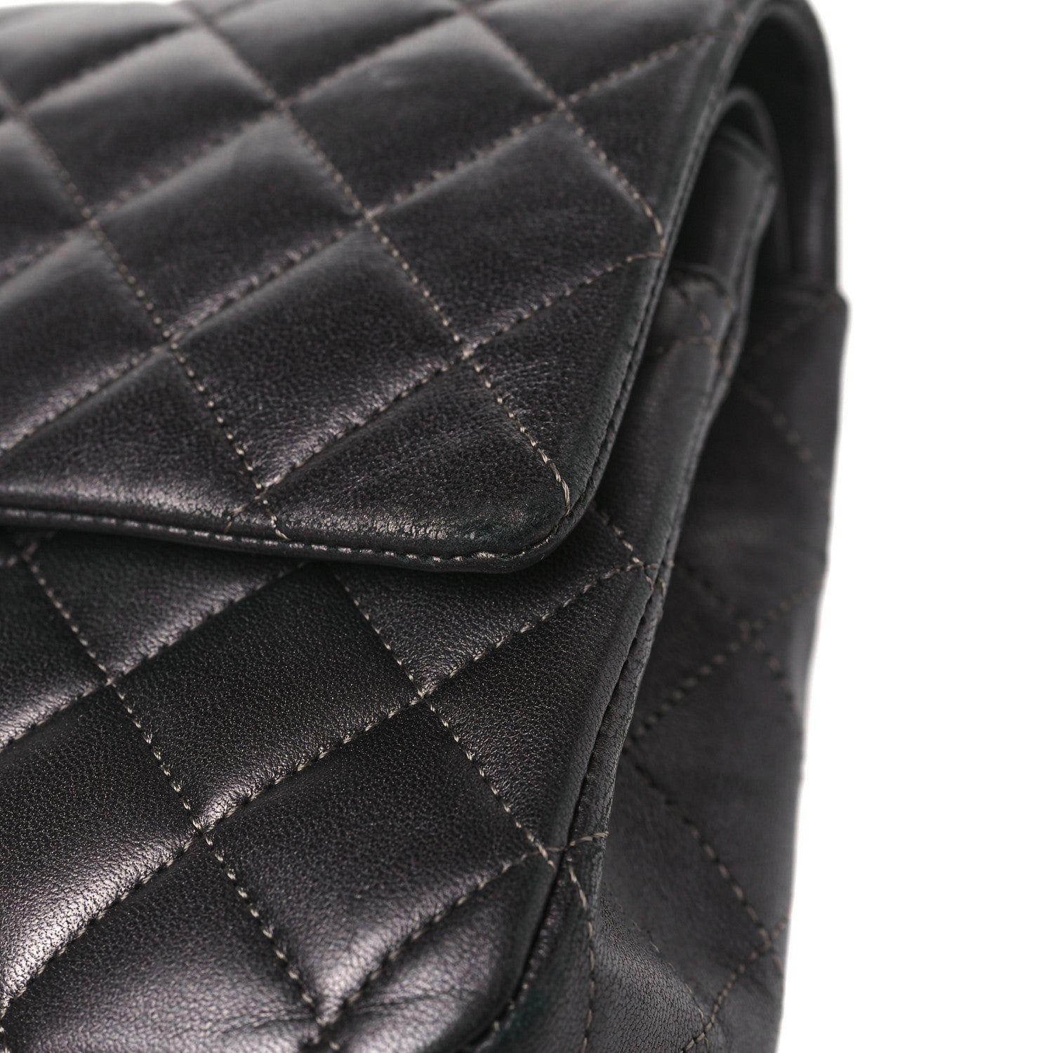 Chanel Metallic Lambskin Quilted Medium Double Flap Pewter 10 of 10