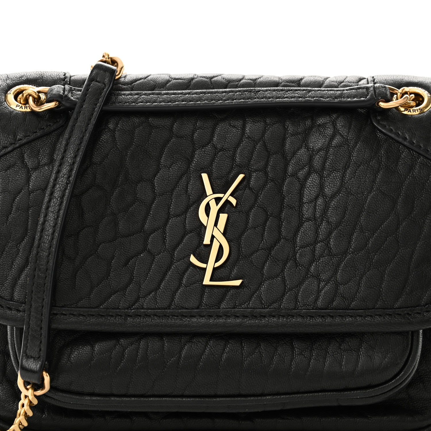 Saint Laurent Grained Lambskin Monogram Mini Niki Chain Satchel Black 7 of 9
