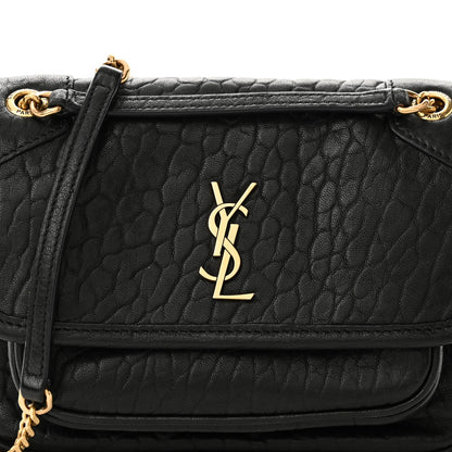 Saint Laurent Grained Lambskin Monogram Mini Niki Chain Satchel Black 7 of 9