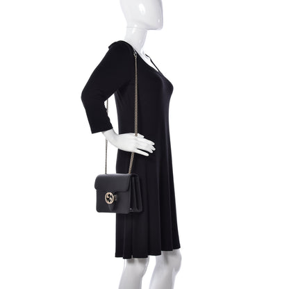 Gucci Dollar Calfskin Small Interlocking G Shoulder Bag Black 2 of 9