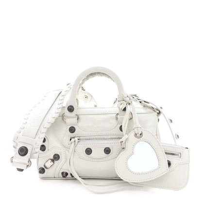Balenciaga Agneau Arena Mini Le Cagole Duffle Crossbody Bag Optic White 1 of 11
