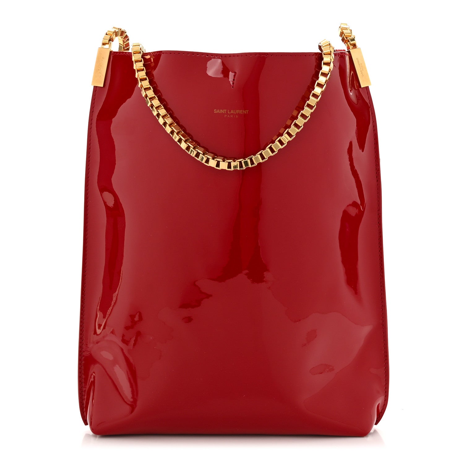 Saint Laurent Patent Calfskin Small Suzanne Hobo Red 3 of 11