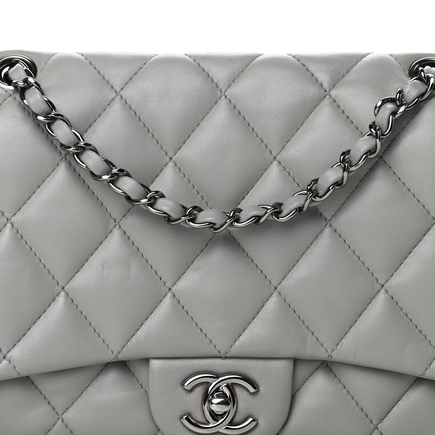 Lambskin Quilted Large Chanel 3 Flap Bag Grey