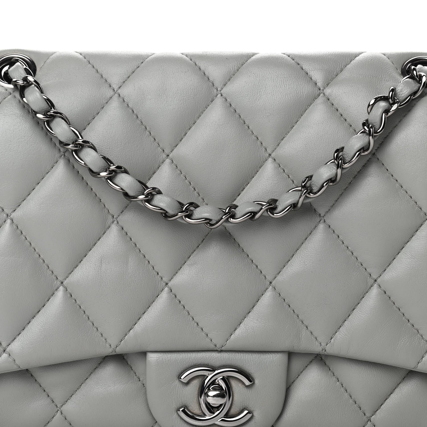 Chanel Lambskin Quilted Large Chanel 3 Flap Bag Grey 8 of 10