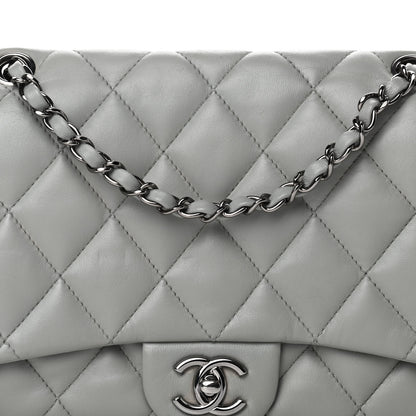 Chanel Lambskin Quilted Large Chanel 3 Flap Bag Grey 8 of 10