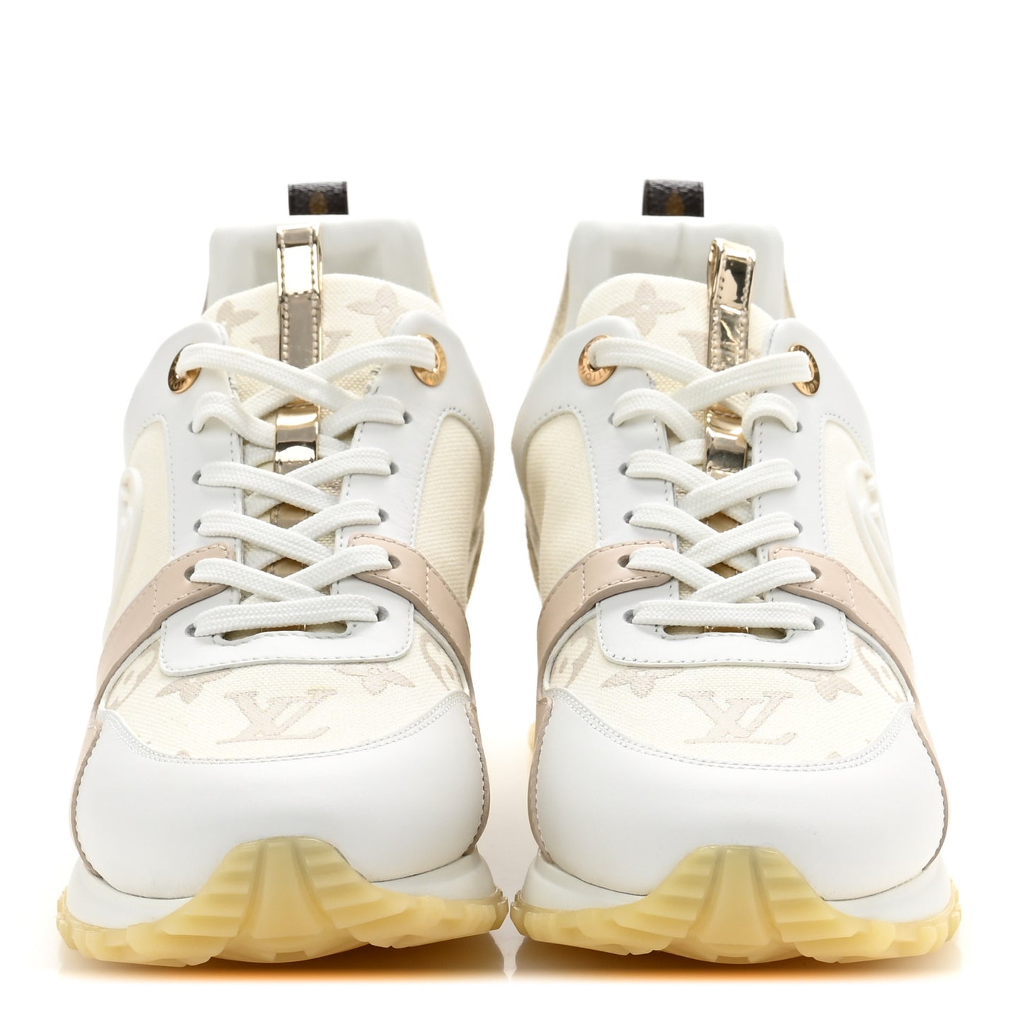 Monogram Calfskin Run Away Sneakers 38.5 Beige Gold