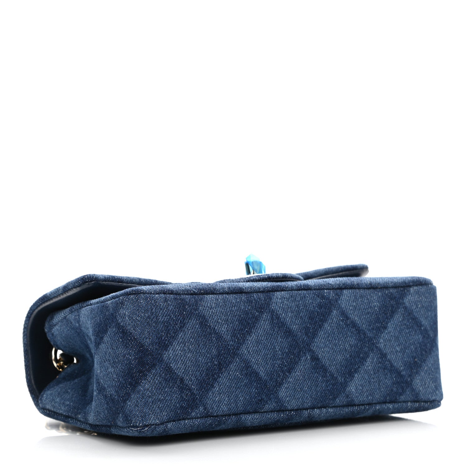 Chanel Printed Denim Quilted Mini Rectangular Flap Dark Blue 4 of 8