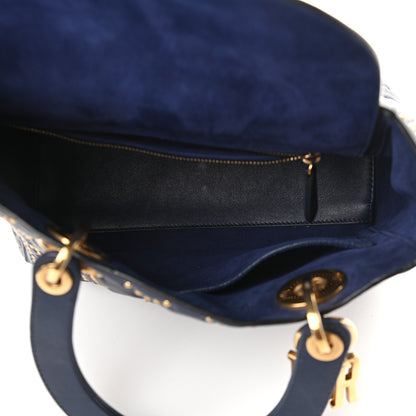 Christian Dior Calfskin Cannage Studded Medium Supple Lady Dior Navy 5 of 8