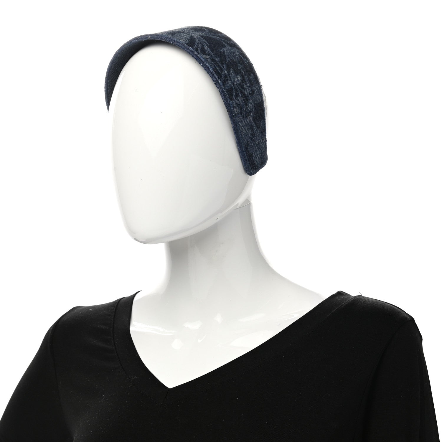 Christian Dior Denim Flowers Embroidered Headband Blue 2 of 8