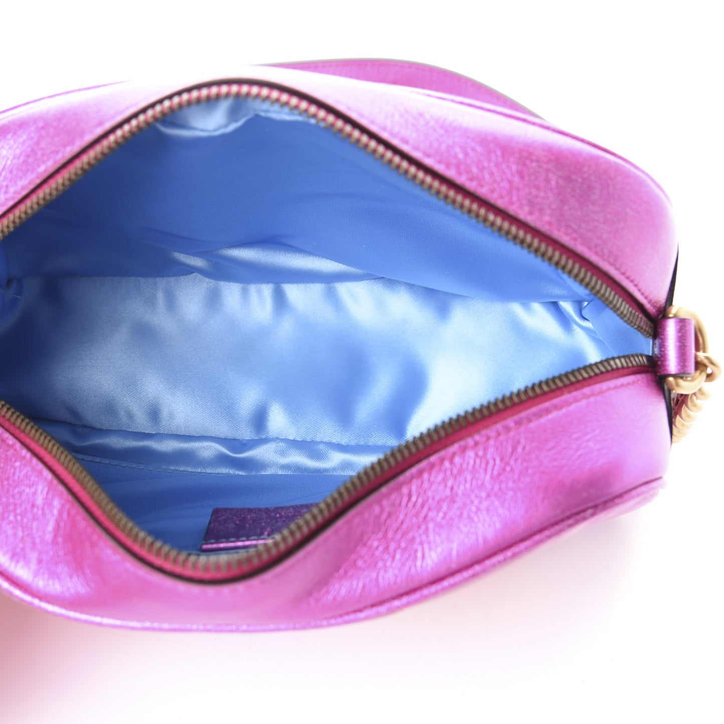 Laminated Nappa Matelasse Small GG Marmont Chain Shoulder Bag Fuxia Rosso Rosa