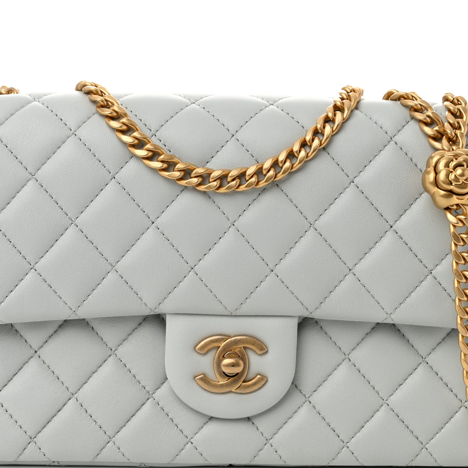 Chanel Lambskin Quilted Small Sweet Camellia Flap Light Blue 8 of 11