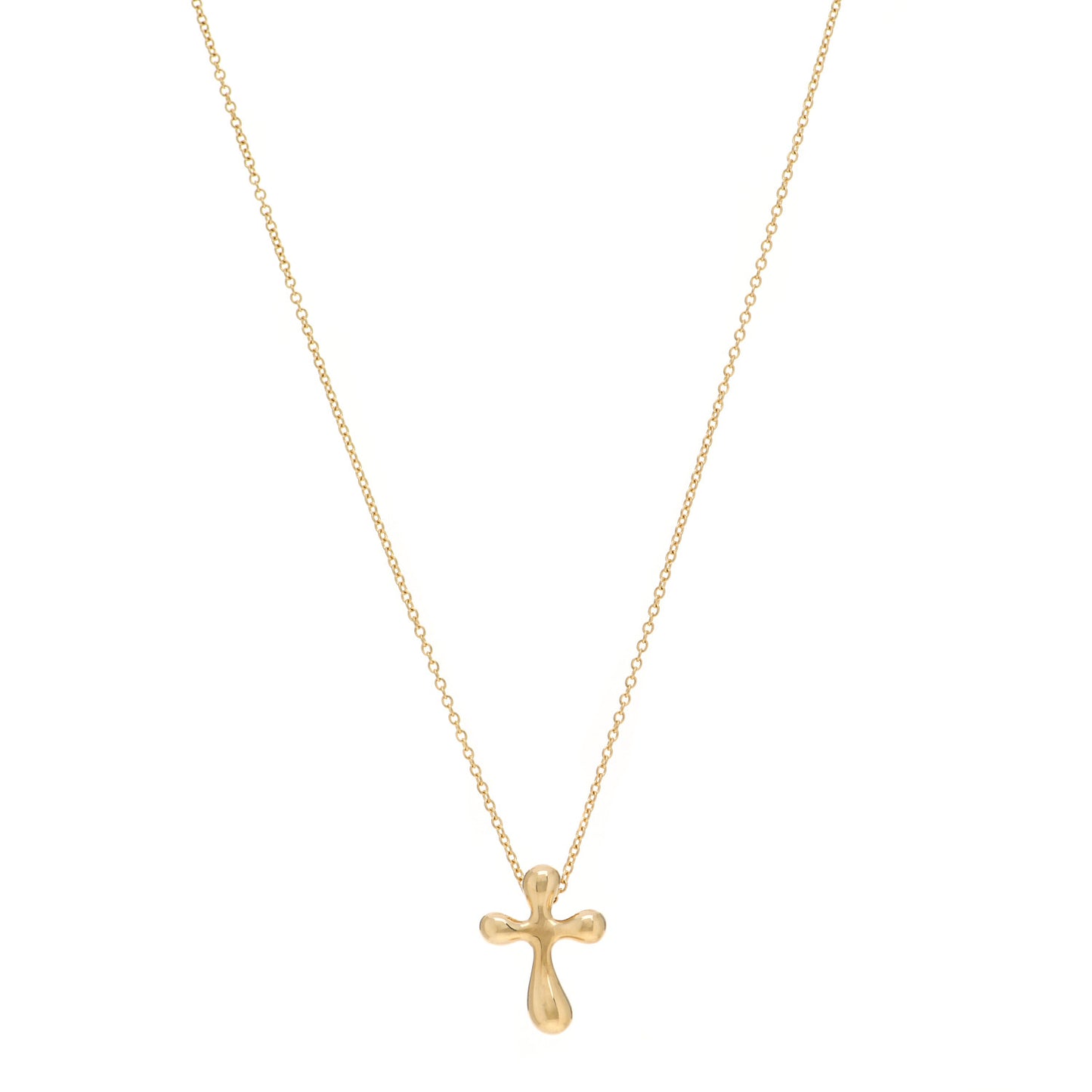 18K Yellow Gold 12mm Elsa Peretti Cross Pendant Necklace