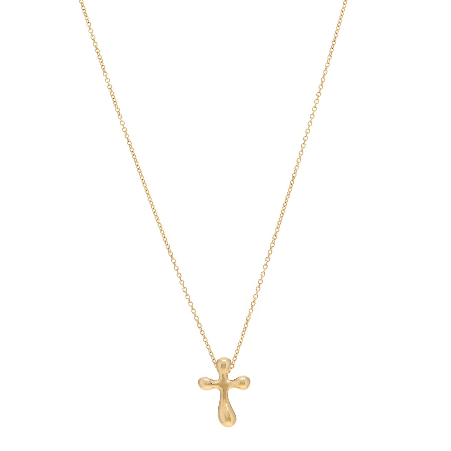 Tiffany 18K Yellow Gold 12mm Elsa Peretti Cross Pendant Necklace 1 of 5