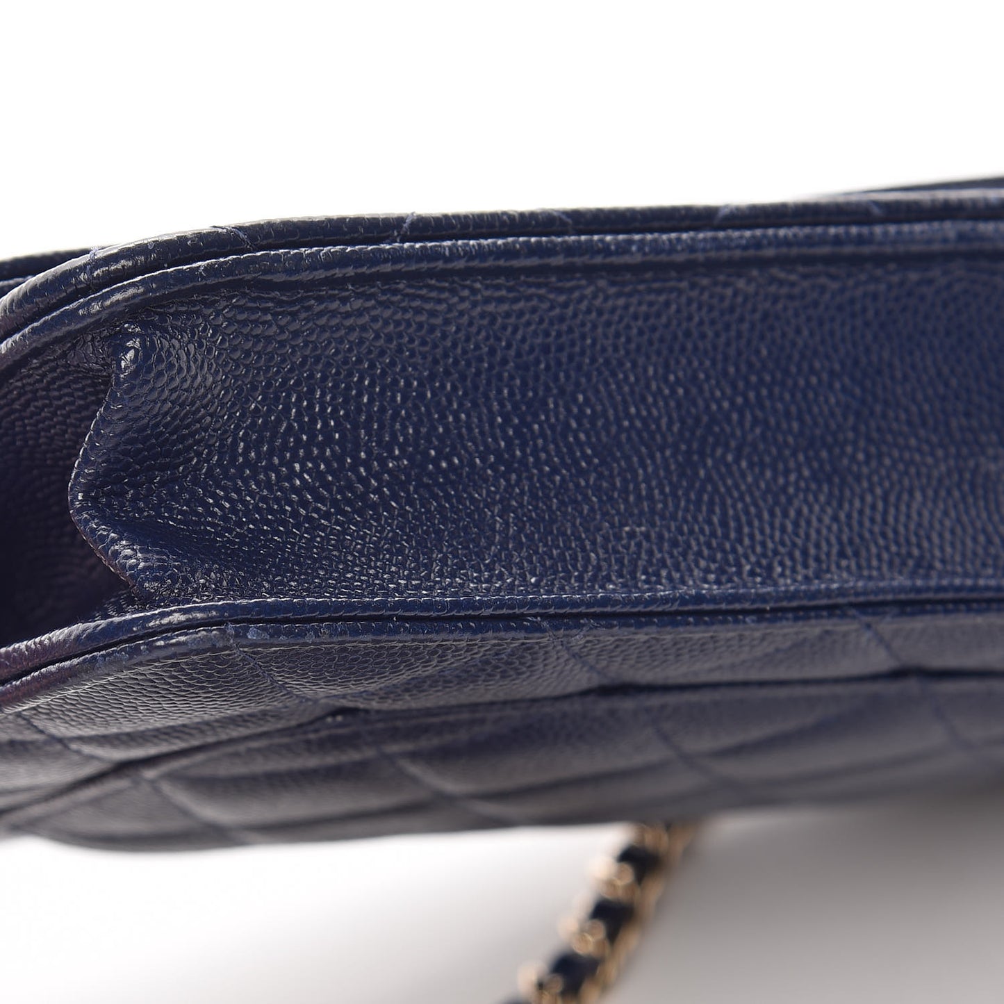 Caviar Quilted Wallet On Chain WOC Navy Blue