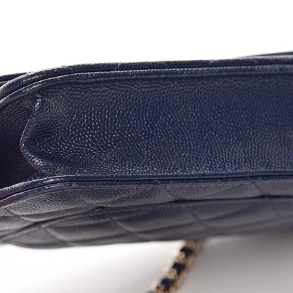 Chanel Caviar Quilted Wallet On Chain WOC Navy Blue 9 of 9