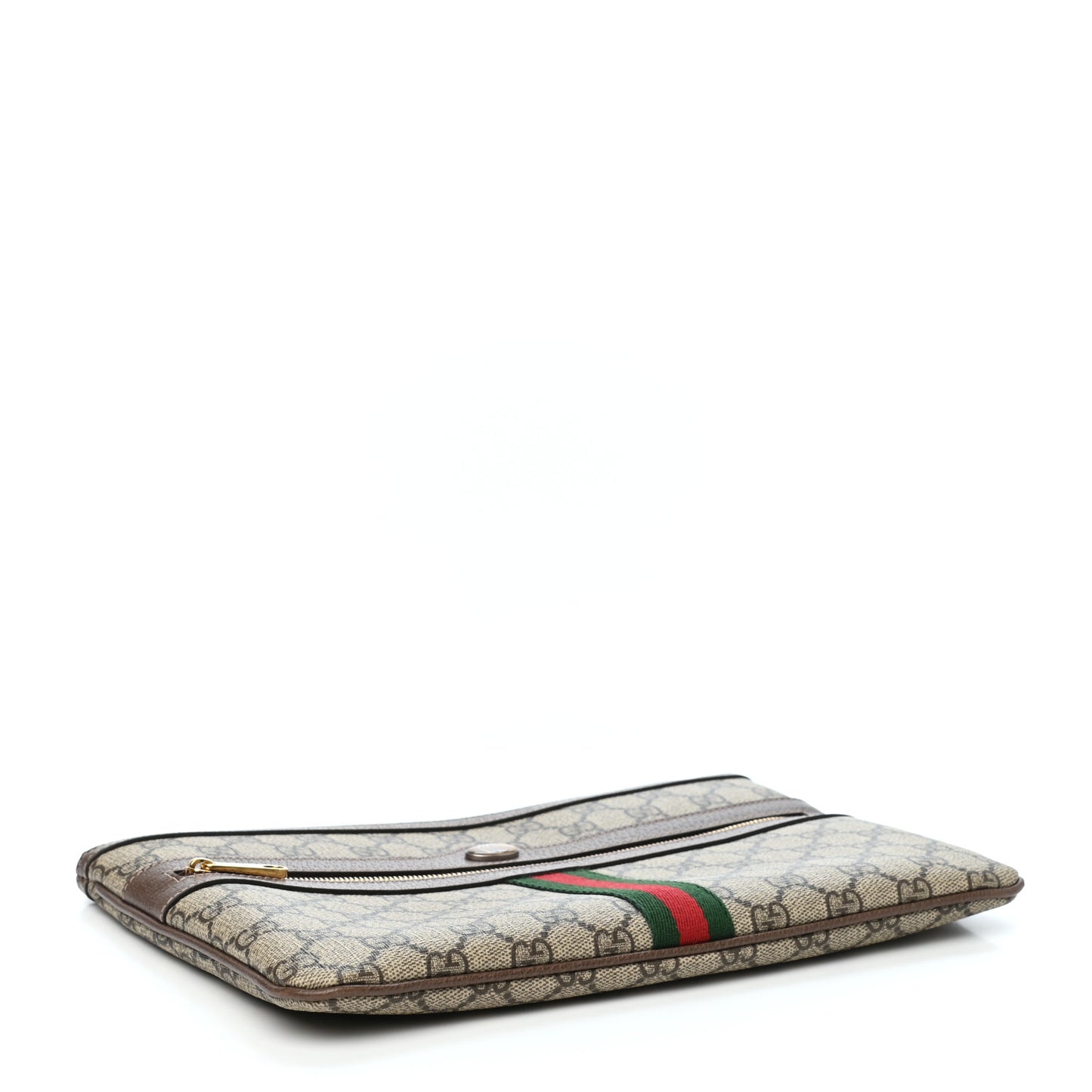 GG Supreme Monogram Large Ophidia Pouch Clutch Brown