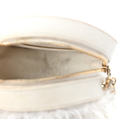 Chanel Lambskin Fur Quilted Round Clutch With Chain Ivory 5 of 10