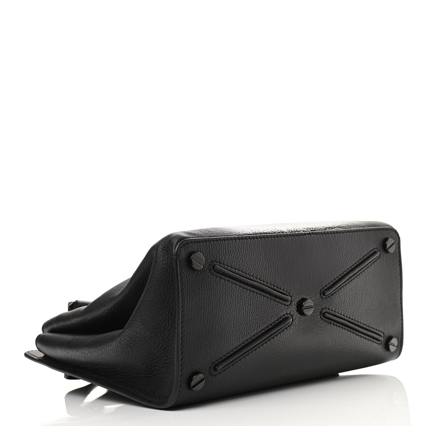 Patent Pebbled Calfskin Medium JoyLock Satchel Black