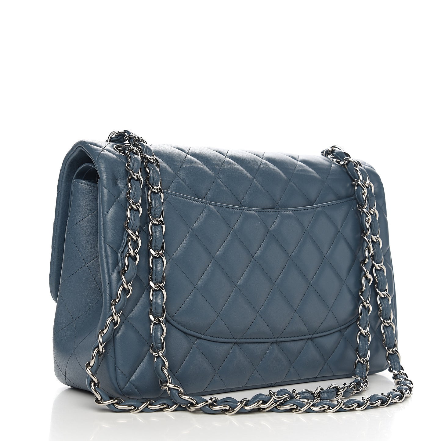 Lambskin Quilted Jumbo Double Flap Blue