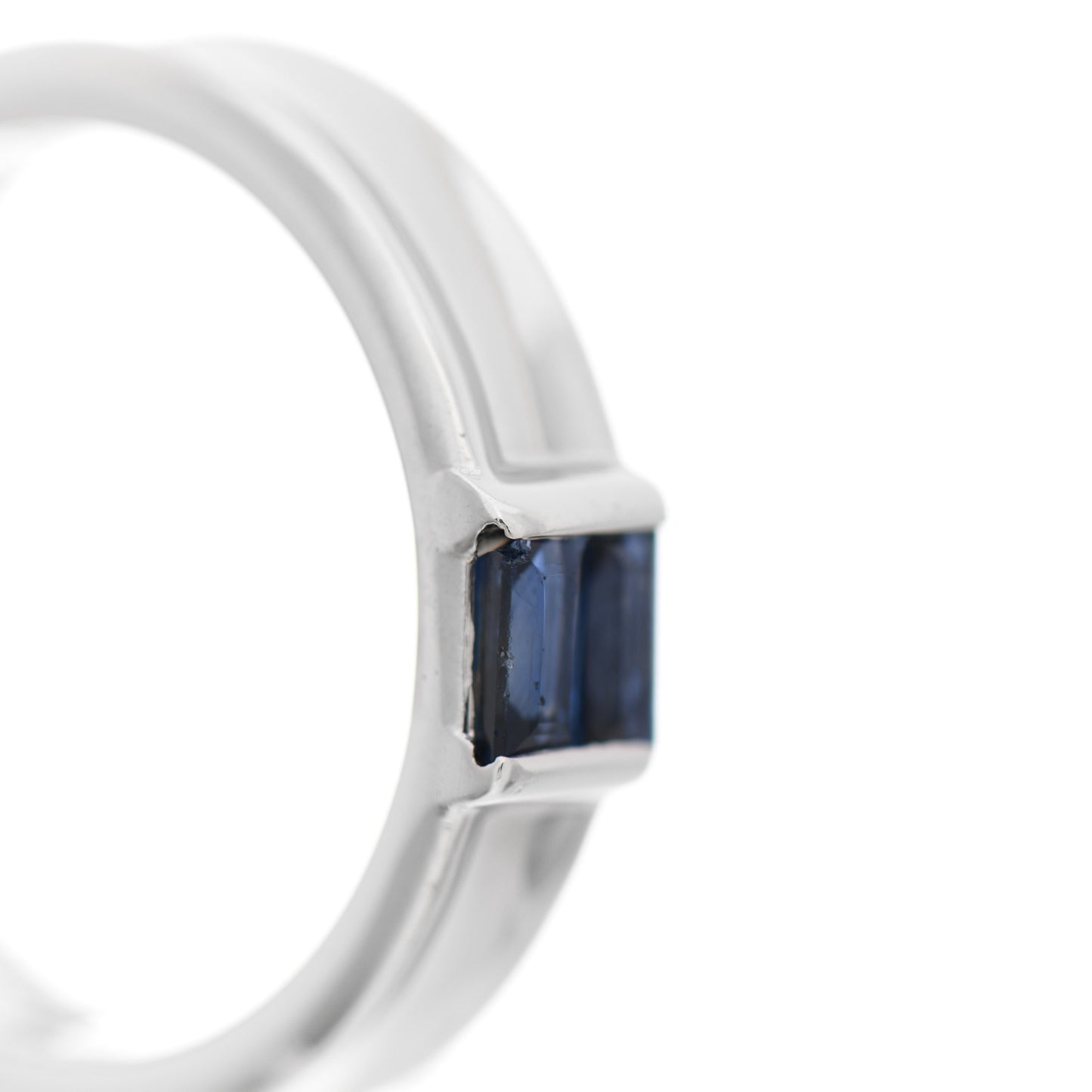 18K White Gold Blue Sapphire Stacking Ring 49 5