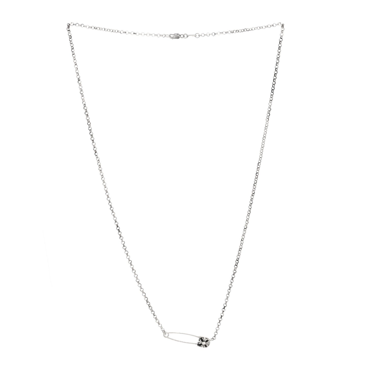 Sterling Silver Safety Pin Pendant Necklace