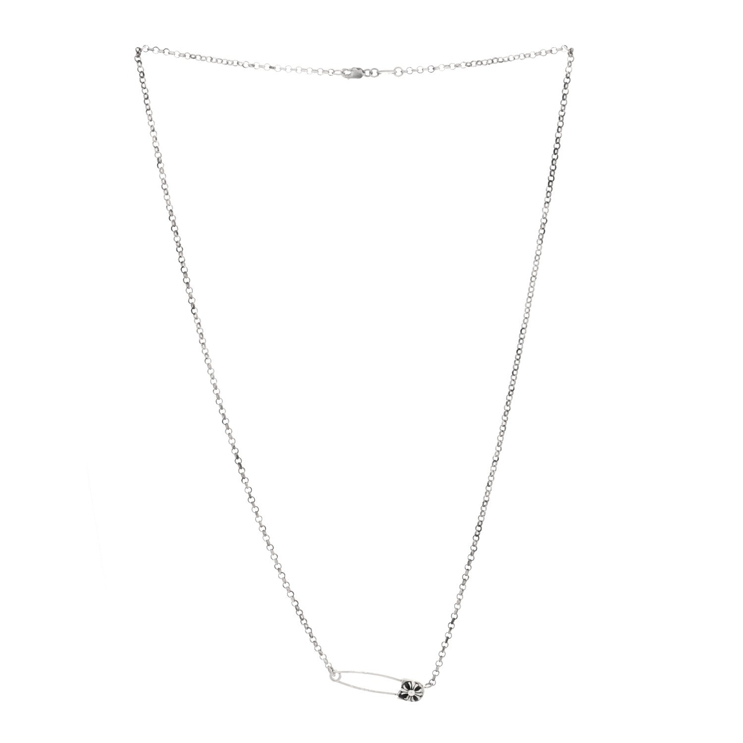Chrome Hearts Sterling Silver Safety Pin Pendant Necklace 3 of 4