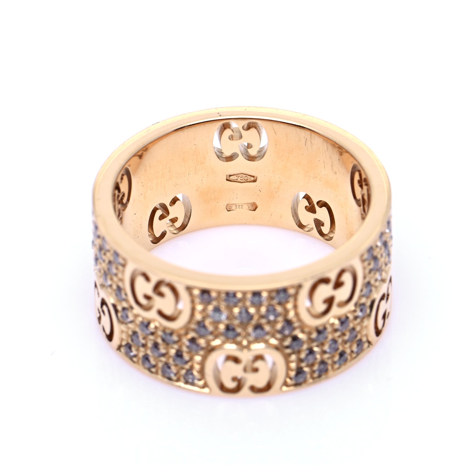 Gucci 18K Yellow Gold Diamond Wide Icon Stardust Band Ring 52 6 5 of 7