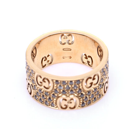 Gucci 18K Yellow Gold Diamond Wide Icon Stardust Band Ring 52 6 5 of 7