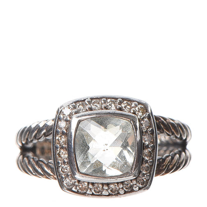 David Yurman Sterling Silver Diamond Prasiolite 7mm Petite Albion Ring 50.6 5.5 1 of 5
