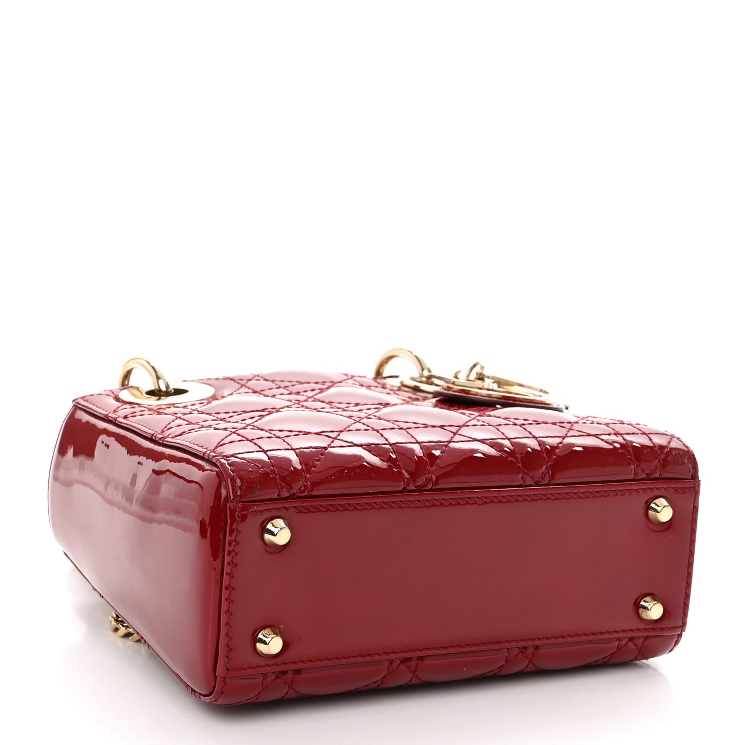 Christian Dior Patent Cannage Mini Lady Dior Red 4 of 9
