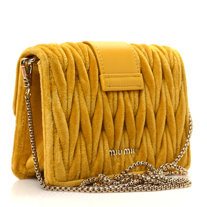 Miu Miu Velluto Matelasse Crystal Embellished Chain Shoulder Bag Senape 2 of 6