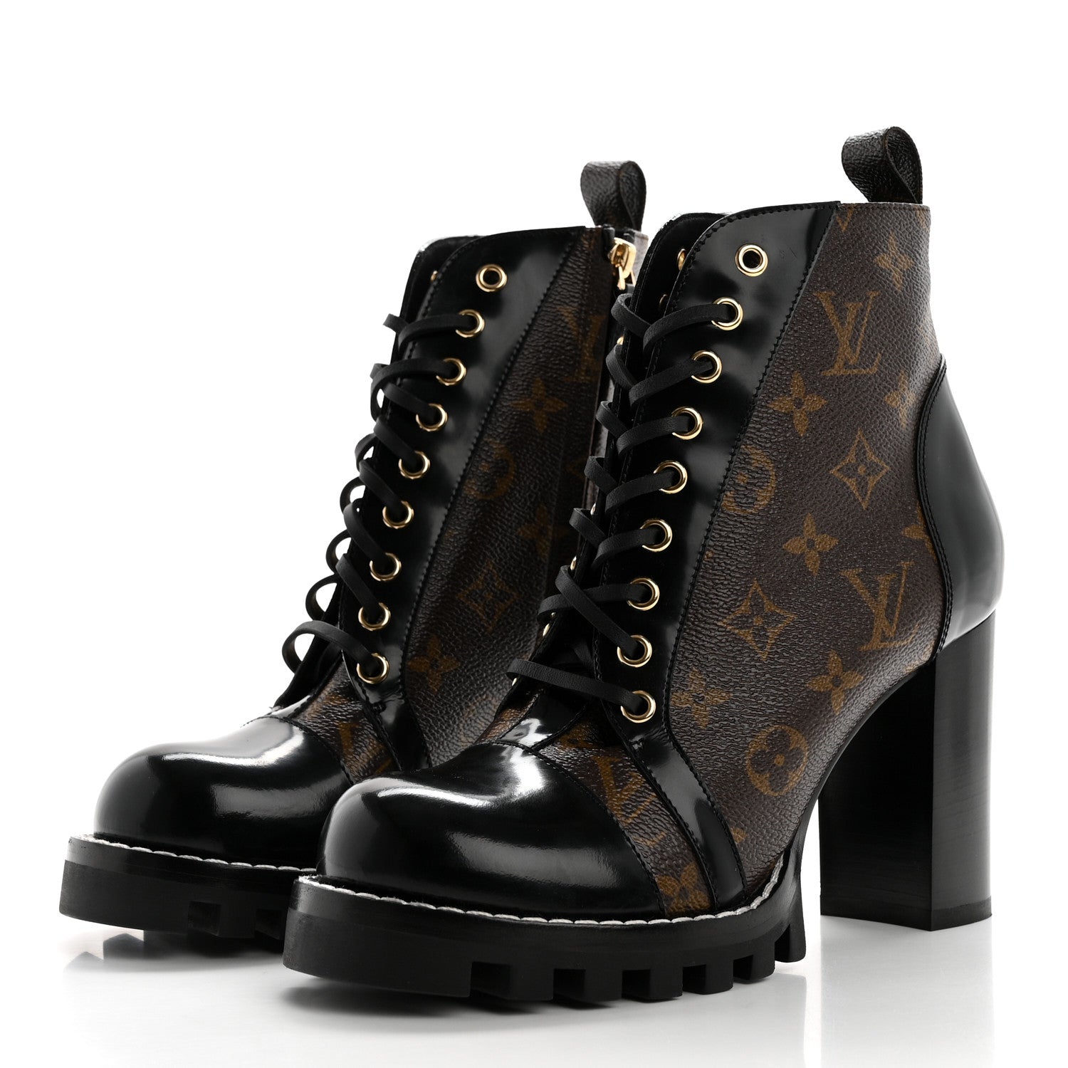 Louis Vuitton Patent Calfskin Monogram Star Trail Ankle Boots 39 Black 3 of 9