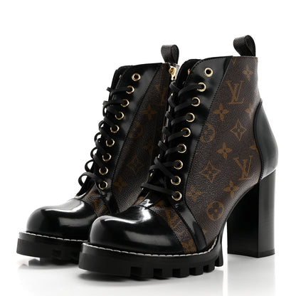 Louis Vuitton Patent Calfskin Monogram Star Trail Ankle Boots 39 Black 3 of 9
