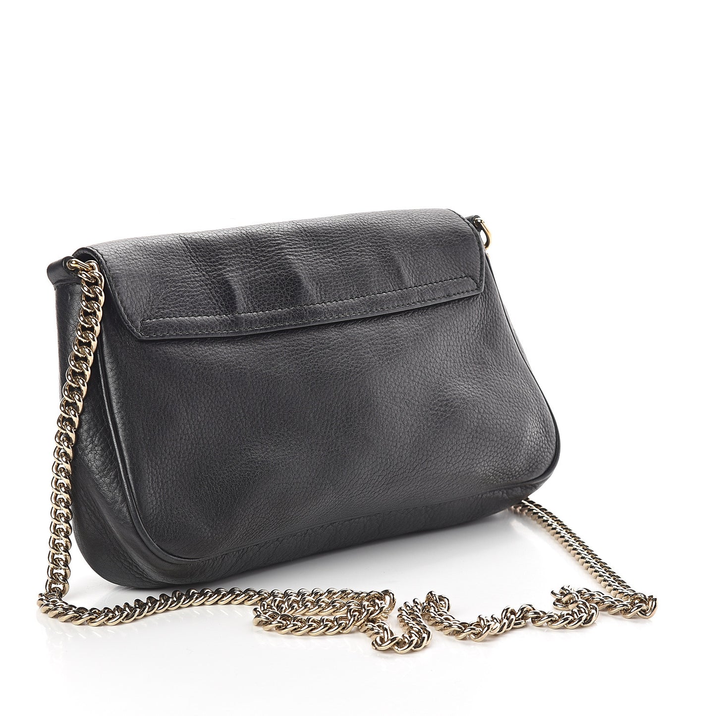 Pebbled Calfskin Medium Soho Flap Crossbody Black