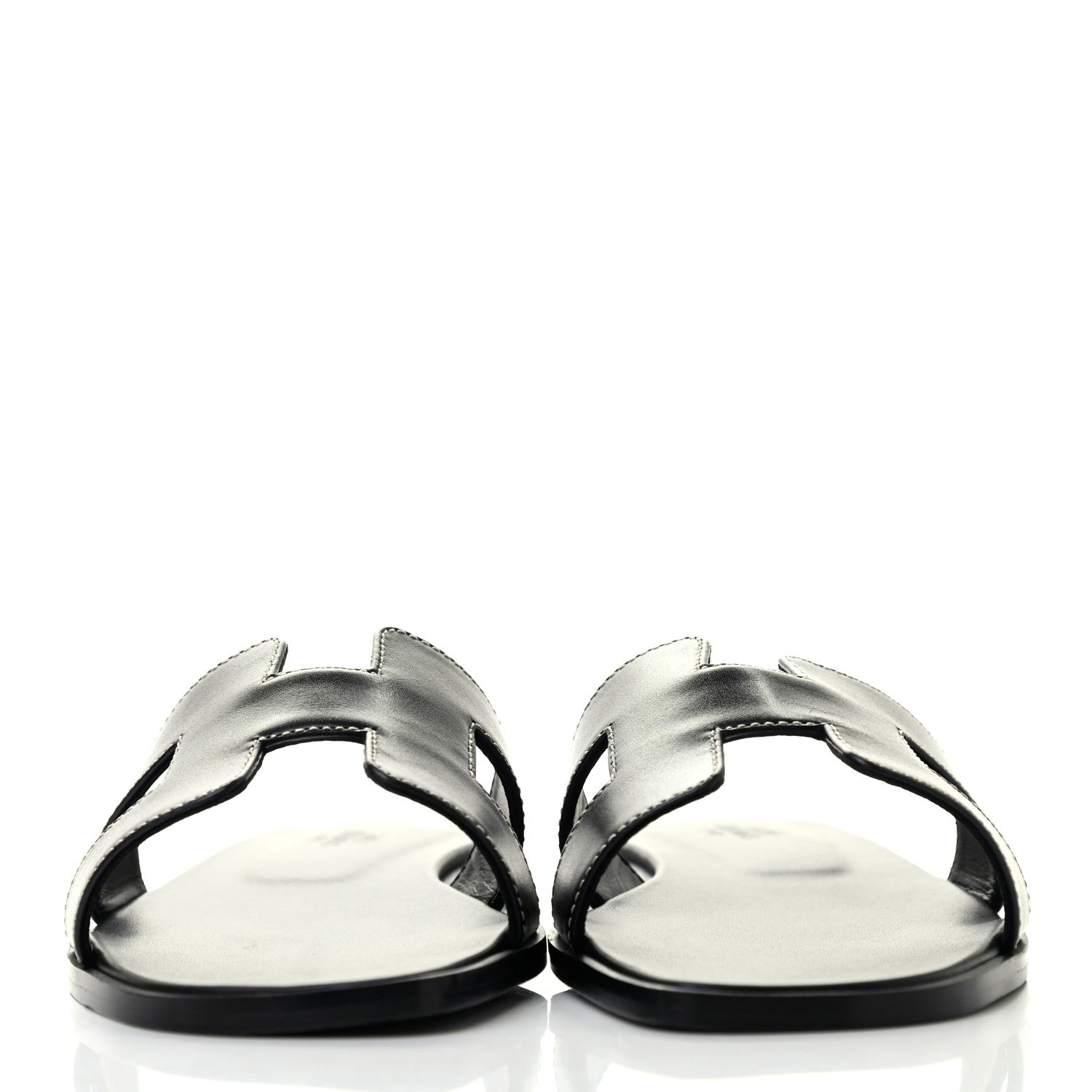 Hermes Box Calfskin Oran Sandals 38 Black 2 of 8