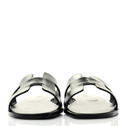 Hermes Box Calfskin Oran Sandals 38 Black 2 of 8