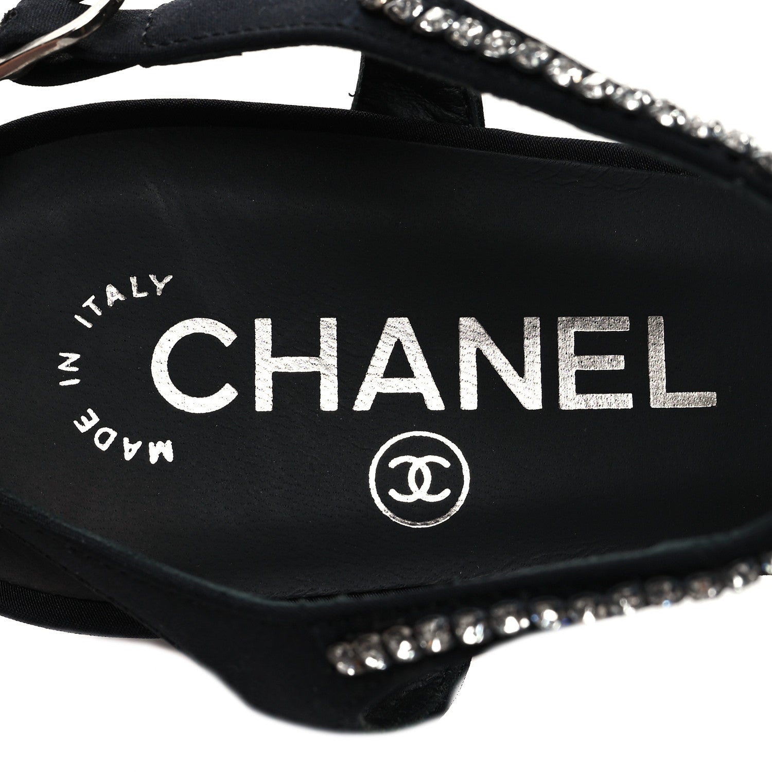 Chanel Crystal CC Sandals 37 Black 7 of 7