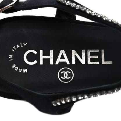 Chanel Crystal CC Sandals 37 Black 7 of 7