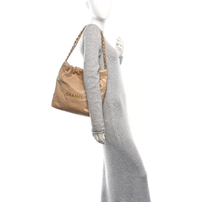 Chanel Shiny Calfskin Quilted Small Chanel 22 Beige 2 of 11