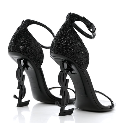 Saint Laurent Glitter Opyum Sandals 35.5 Black 4 of 11