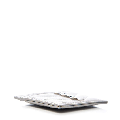 Saint Laurent Grain De Poudre Matelasse Chevron Card Case Granite 4 of 8