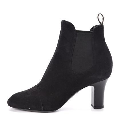 Louis Vuitton Suede Monogram Uniformes Cap Toe Chelsea 75mm Ankle Boots 38.5 Black 1 of 11