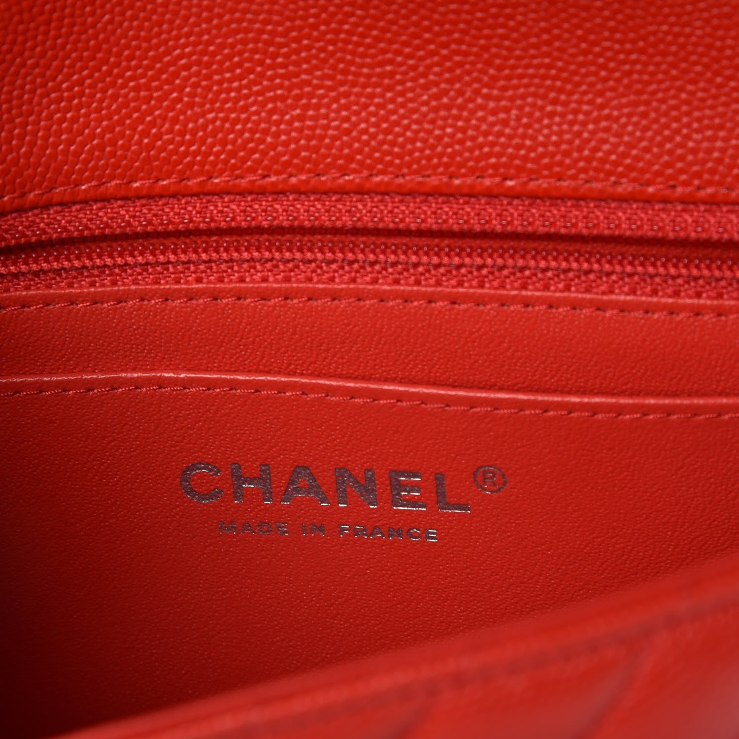 Chanel Caviar Chevron Quilted Mini Rectangular Flap Red 5 of 8