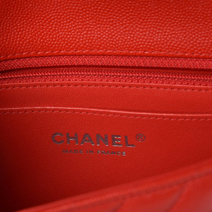 Chanel Caviar Chevron Quilted Mini Rectangular Flap Red 5 of 8