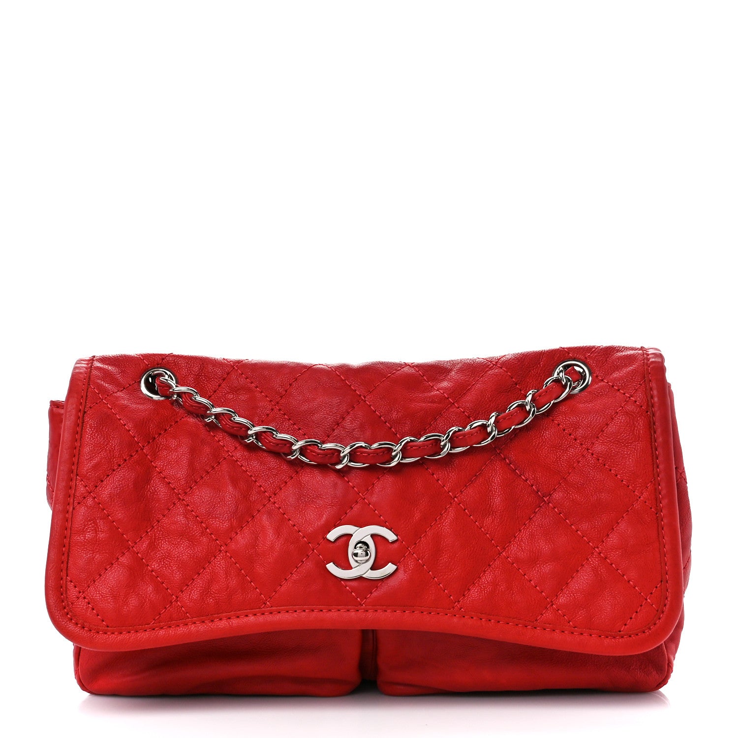 Chanel Grained Calfskin Medium Natural Beauty Flap Red 1 of 11