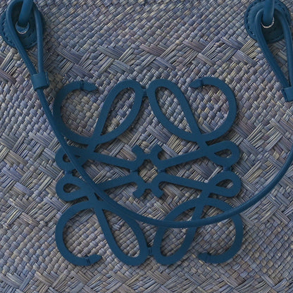 Loewe Iraca Palm Calfskin Anagram Medium Anagram Basket Bag Denim Blue 7 of 9