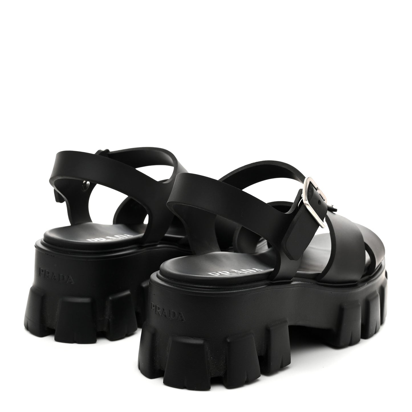 Foam Rubber Metal Triangle Logo Monolith 55mm Soft Cage Sandals 37 Black